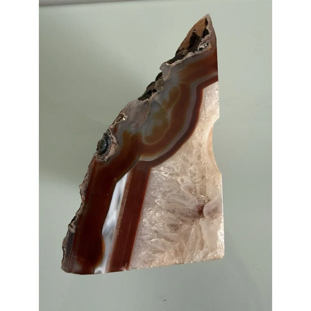 ✿ Natural Banded Agate Quartz Crystal Geode Rough Cut 3.6lb Display Specimen
